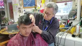 Medium short, high tapered haircut