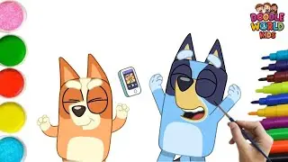 Как нарисовать Бинго Блюи с помощью телефона 📱🐶 | Простой и милый рисунок для детей | Doodle Worl...