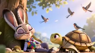 Rabbit and turtle poem | educational video| nursery rhymes| moral story