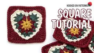 Free Granny Heart Square Crochet Pattern Video Tutorial - Part 2 - How to make a Heart Granny Square