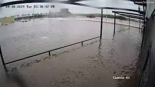 Davenport levee breach, flood caught on surveillance footage