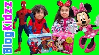 DISNEY MINI MOUSE AND SPIDER MAN GIANT SUPRISE EGG!!!!!