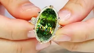 Russian Sphene Ring at 16.37 carats by Kat Florence. KF06450