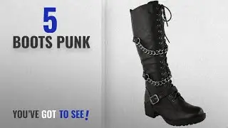 Top 5 Boots Punk [2018]: Fashion Thirsty Womens Knee High Mid Calf Lace Up Biker Punk Military