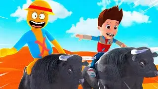 CARRERA DE TOROS CON RYDER DE PAW PATROL EN MINECRAFT 😱