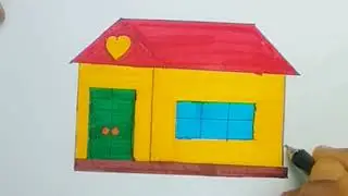 How to draw village house easy 