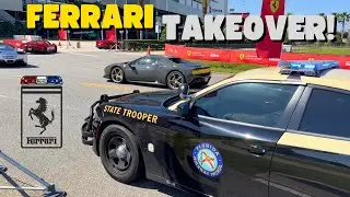 Ferrari Supercars Take Over Daytona Beach Florida and Police Cars Stop Traffic To Help