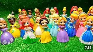 Satisfying Video l How to make Glossy Lolipops in to Rainbow Pool with Disney Princess Cutting ASMR