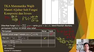 TKA Matematika Wajib BAB Fungsi Komposisi dan Invers