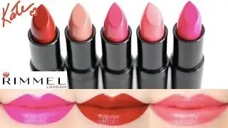 Rimmel Kate Moss Lasting Finish Lipstick Swatches on Lips 5 colors