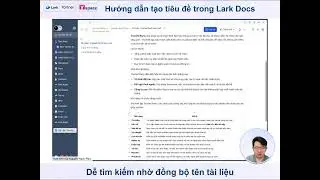 🌺 Hướng dẫn tạo ti&ecirc;u đề trong Lark Docs &ndash; Gi&uacute;p t&igrave;m kiếm t&agrave;i liệu nhanh ch&oacute;ng
