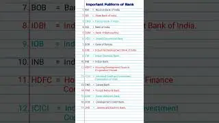 Important Fullform of Bank#Top 16 government Bank short name and its Fullform #RBI#SBI#CBOI#shorts