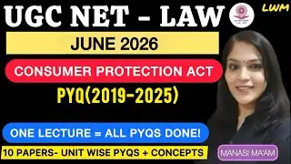 UGC NET Law | Consumer Protection Act | Paper 2 | Unit 5  | PYQ Marathon Series | | Manasi Ma'am
