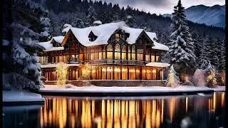 Snowy Lakeside Hotel ❄️ Cozy Winter Ambience with Relaxing Piano Music