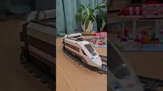 LEGO trains rounding the curve 🚆