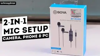 Boya Dual Mic System - For Interviews, Reviews - 2 in 1 Microphone for DSLR, Mobile phone & PC