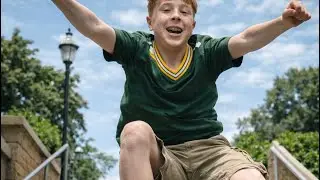 Me jumping down the stairs