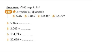 correction ex 9 10 11 12 fiche 2 Comparaison d&eacute;cimaux