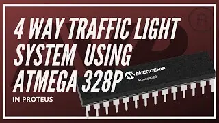 4 way traffic light signal in Proteus using ATmega 328p with assembly program