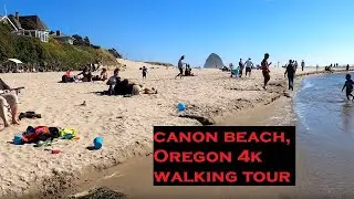 Cannon Beach, Oregon | 4k Walking Tour | Pacific Coast