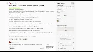 Reddit Rants: Should You Quit a Toxic Work Environment within a Week as an IT Auditor