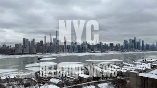 NYC After the Snowstorm ❄️ Hudson River Frozen | Relaxing Ambient Music (2H) 4K