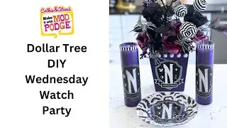 Dollar Tree DIY Halloween Wednesday Addams Inspired Party Decor