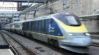 Eurostar & Southeastern passes and stops at Stratford International - Class 373, 374 & 395 - 4K