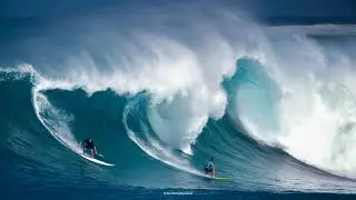 BIG WAVE Surfing in super SLOW MOTION. Waimea Bay, Hawaii