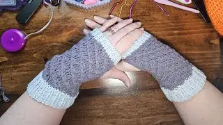 Knitted Fingerless Gloves Daisy Stitch 