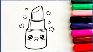 Cute Lipstick Coloring Page for Kids | Fun Learning