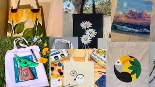 Tote bag painting ideas fabric painting 🎨