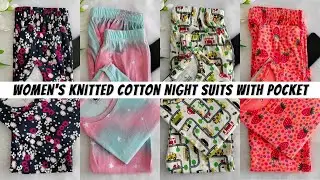 Women's Knitted Cotton Night Suits with Pocket | Night Dress | #cotton #nightsuit #nightdress