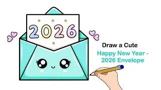 Easy Happy New Year 2026 Drawing ✏️ BeginnersKawaii New Year 2026 Envelope Drawing 💖 Step by Step