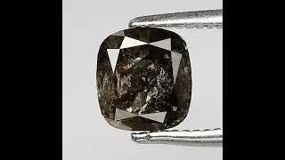 1.21 CT Natural brownish color cushion cut salt and pepper diamondg