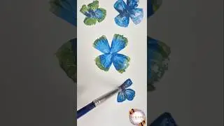 Satisfying One Stroke Flower Petal #shorts #onestroke #blue #flowers