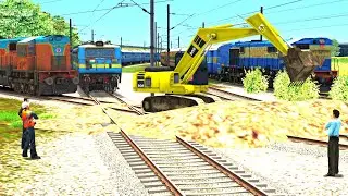 JCB vs Trains | Crazy JCB Stops Two Trains | BeamNG.Drive | Train Simulator 2022