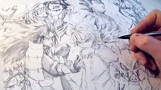 Drawing New EPIC 9 Anime Character Splash Page - Anime Manga Sketch