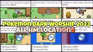 All HM Locations In Pokemon Dark Worship 2023 | Cut,Surf,Rock Climb,Fly,Rock Smash,Dive Location