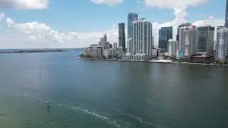 Miami royalty free drone footage 4k with city beach and boat views in brickell
