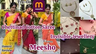Meesho Chettinad Cotton Sarees + Invisible Jewellery Haul | Starts from ₹100 | Affordable & Stylish