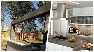 75 Kitchen With Stainless Steel Cabinets And Gray Backsplash Design Ideas You'll Love 🟡