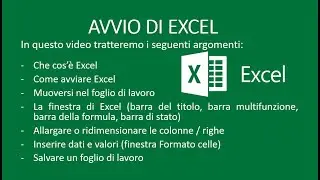 1^ VIDEO EXCEL - OPERAZIONI DI BASE (Avvio, finestra, barra titolo, barra multifunzione, ....)