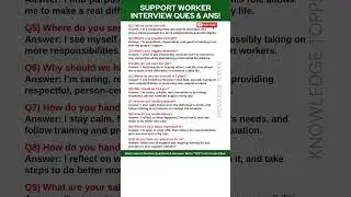 Support Worker Interview Questions and Answers | Support Worker Job Interview