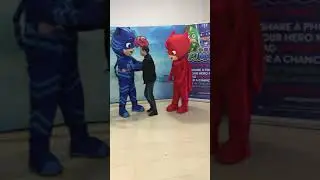 Me meeting the pj masks characters in Harrow st Ann&rsquo;s shopping centre hug