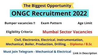 ONGC Recruitment 2022 | Diploma | All Branches | Eligibility |Exam Pattern | Age Limit  - Must Watch