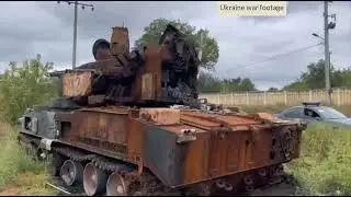 Ukraine war footage 335, The Tunguska anti aircraft missile complex was burned,
