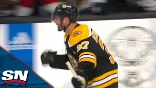 Bruins' Patrice Bergeron Tips Home Brad Marchand Shot To Score In First Game Back