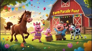 Farm Animal Parade Song!  Fun Kids Rhyme with Dancing Animals & Farmer Dan!  farm animal parade