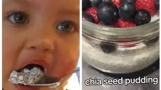trying chia seed pudding with the baby (he spat it out initially but then loved it 😂🍮🤗)